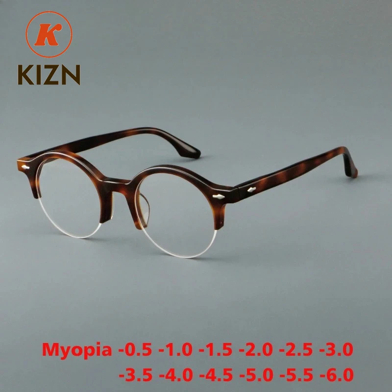 KIZN Men's Anti Blue Light Myopia Acetate Glasses Retro Metal Half-Rim Frames Woman Prescription Custom Eyewear -0.5 TO -6.0
KIZN Men's Anti Blue Light Myopia Acetate Glasses Retro Metal Half-Rim Frames Woman Prescription Custom Eyewear -0.5 TO -6.0