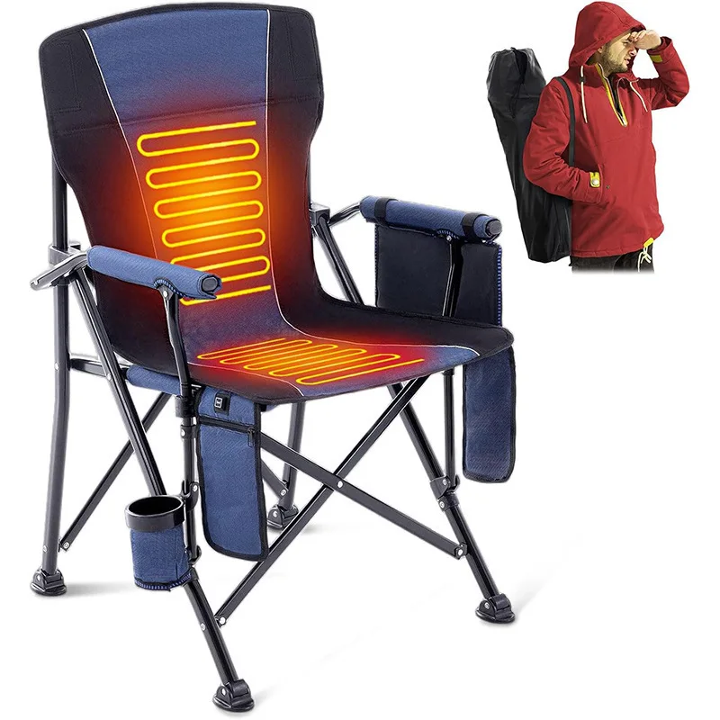 Camping chair, portable heated folding chair, heated camping chair with cup holder, heavy-duty lawn chair
Camping chair, portable heated folding chair, heated camping chair with cup holder, heavy-duty lawn chair