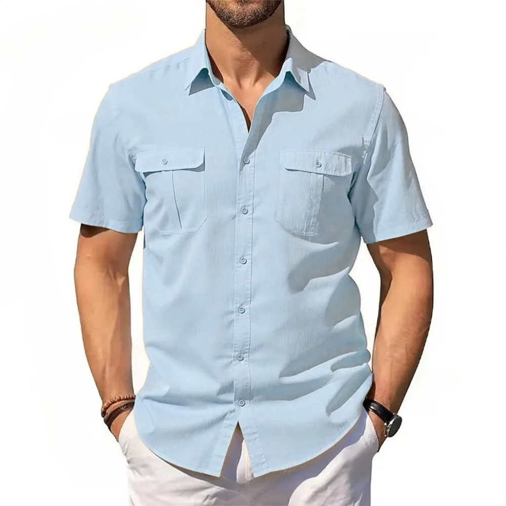 Men's Double Pocket Short Sleeve Shirt Cotton Linen Casual Vacation Beach Shirt Lightweight Streetwear Solid Color Slim Fit Tops
Men's Double Pocket Short Sleeve Shirt Cotton Linen Casual Vacation Beach Shirt Lightweight Streetwear Solid Color Slim Fit Tops