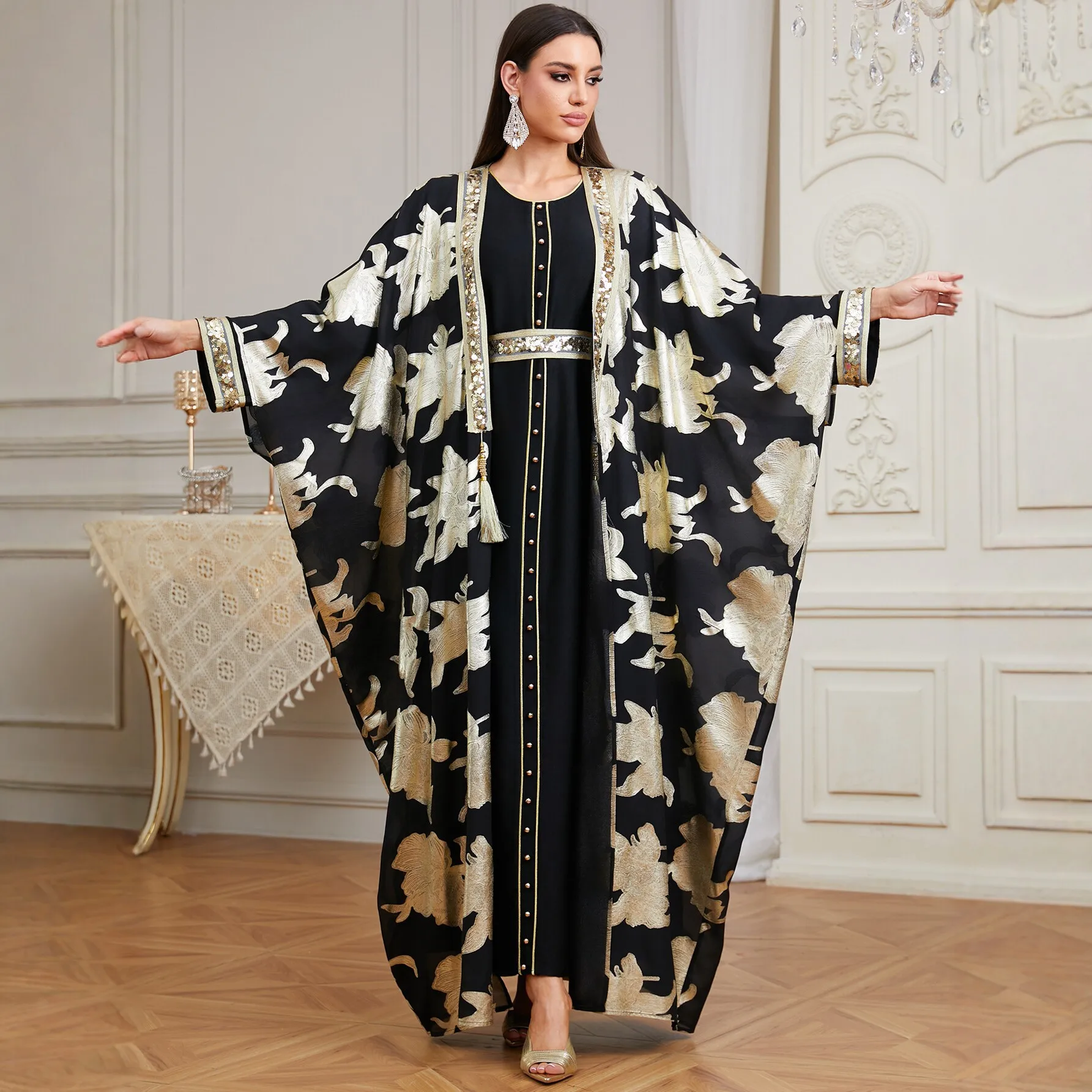 Eid Print Open Kimono Jalabiya Inner Dress Women Muslim Set Dubai Abaya Turkey Kaftan Femme Musulmane Vestidos Islam Clothing
Eid Print Open Kimono Jalabiya Inner Dress Women Muslim Set Dubai Abaya Turkey Kaftan Femme Musulmane Vestidos Islam Clothing