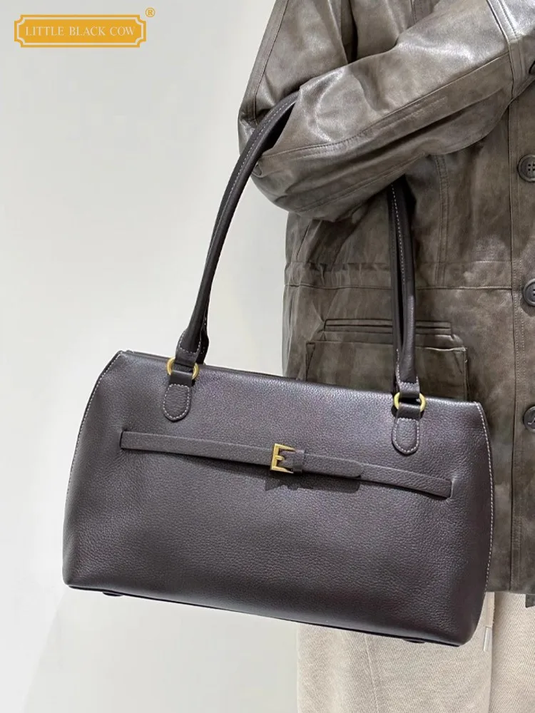 Casual Women Vintage Large Capacity Bag Solid Color Genuine Leather Tote Handbag Cowskin Single Shoulder Buckle Underarm Bag
Casual Women Vintage Large Capacity Bag Solid Color Genuine Leather Tote Handbag Cowskin Single Shoulder Buckle Underarm Bag