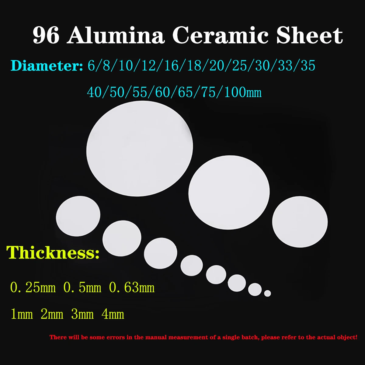 10pcs-5pcs 96 Alumina Ceramic Sheet, Corundum Disc Insulation, Heat Dissipation, High Temperature Resistant Gasket Dia 0.25-4mm
10pcs-5pcs 96 Alumina Ceramic Sheet, Corundum Disc Insulation, Heat Dissipation, High Temperature Resistant Gasket Dia 0.25-4mm