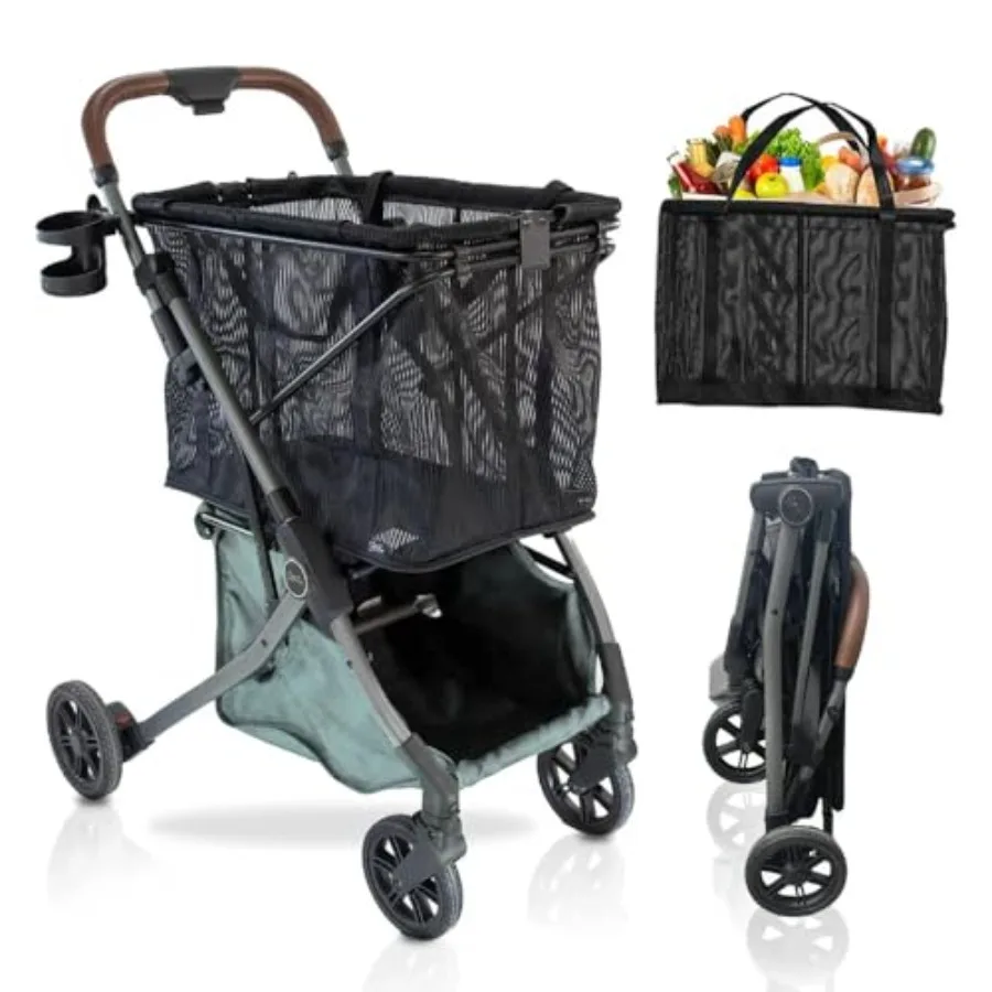 Stability shopping cart for grocery use lightweight aluminum frame sage color premium wheels, removable bag with carry strap, l
Stability shopping cart for grocery use lightweight aluminum frame sage color premium wheels, removable bag with carry strap, l