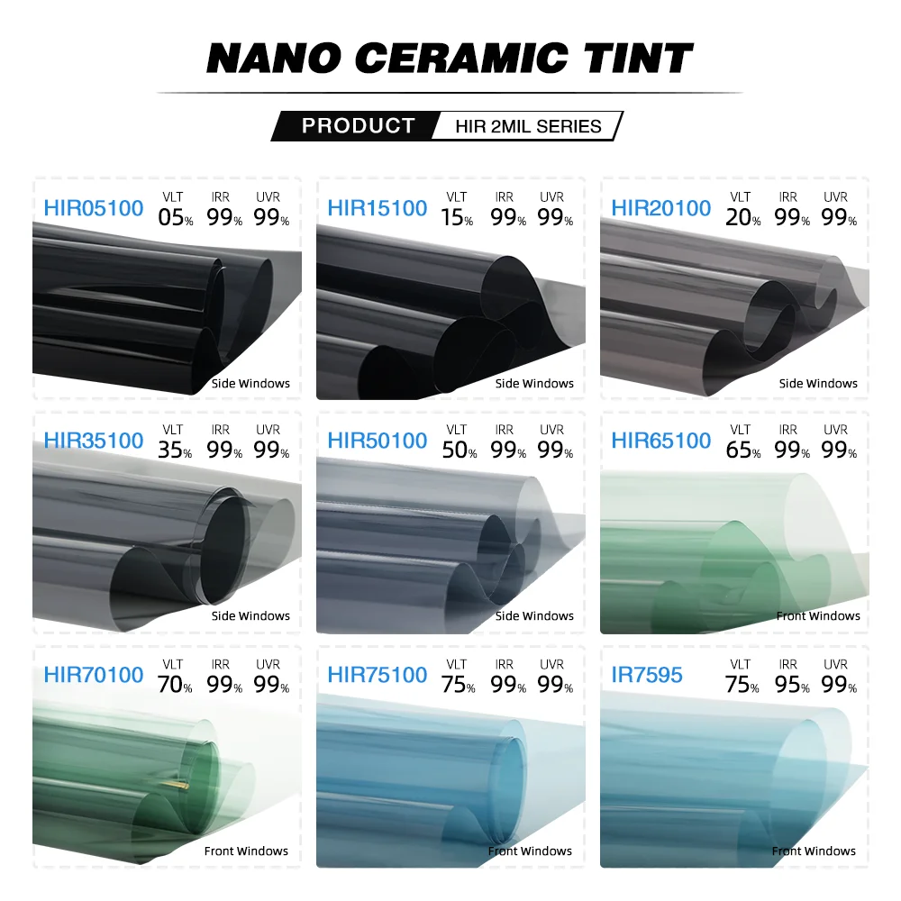 1mX152m IRR100% HD Nano Ceramic Car Film High Heat Resistant Front Rear UV Sun Solar Protection Car Window Sticker Films
1mX152m IRR100% HD Nano Ceramic Car Film High Heat Resistant Front Rear UV Sun Solar Protection Car Window Sticker Films