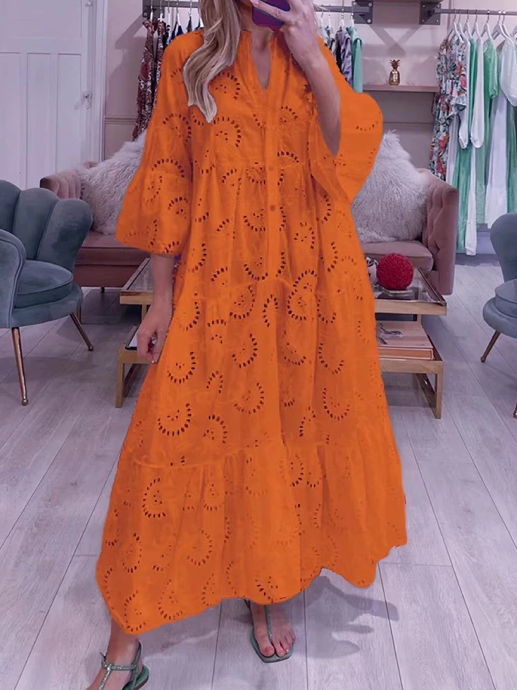 Fitshinling Cotton Long Dress Women Costume Flare Sleeve Slim A-Line Robe Fashion Hollow Out Lace Maxi Dresses Dance Wear
Fitshinling Cotton Long Dress Women Costume Flare Sleeve Slim A-Line Robe Fashion Hollow Out Lace Maxi Dresses Dance Wear