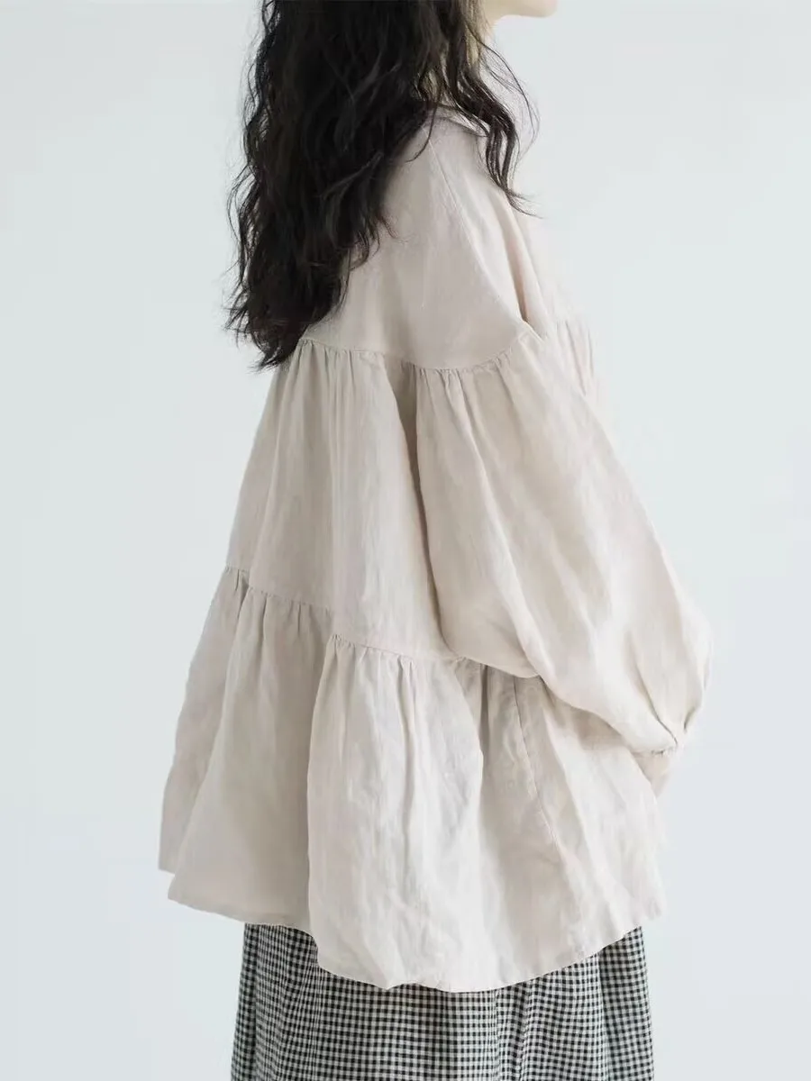 Casual Cotton Linen Long Sleeve Shirt Pleated Loose Fit Anti-Aging Lazy Style Japanese High-End Artistic Wind Women's Top
Casual Cotton Linen Long Sleeve Shirt Pleated Loose Fit Anti-Aging Lazy Style Japanese High-End Artistic Wind Women's Top
