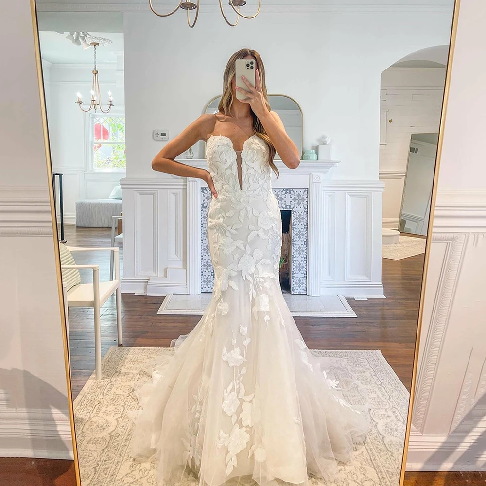 Doymeny Lace Mermaid Wedding Dresses For Women Seep V neck Wedding Gown Appliques Sweethearts Vestidos De Novia Bridal Dress
Doymeny Lace Mermaid Wedding Dresses For Women Seep V neck Wedding Gown Appliques Sweethearts Vestidos De Novia Bridal Dress