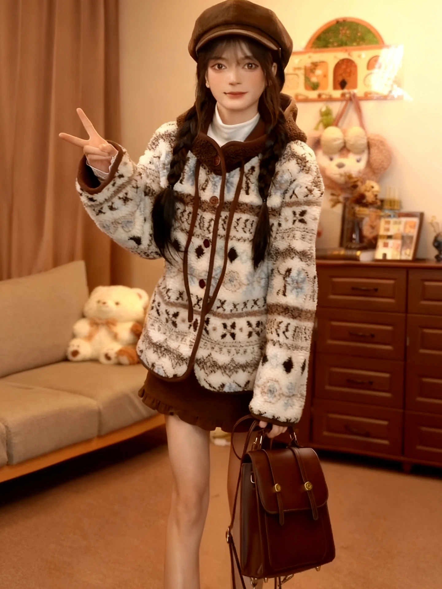 Милый пушистый женский зимний пуховик из овечьей шерсти с винтажной цветочной вышивкой, универсальный, теплый, повседневный, в стиле орт-кот
Милый пушистый женский зимний пуховик из овечьей шерсти с винтажной цветочной вышивкой, универсальный, теплый, повседневный, в стиле орт-кот