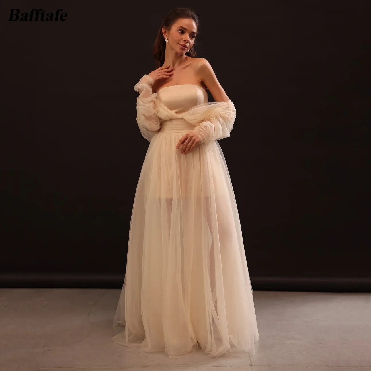 Bafftafe Light Champagne Tulle Prom Dresses Customized Long Sleeves Corset Back Women's Formal Party Dress 2026 Evening Gowns
Bafftafe Light Champagne Tulle Prom Dresses Customized Long Sleeves Corset Back Women's Formal Party Dress 2026 Evening Gowns