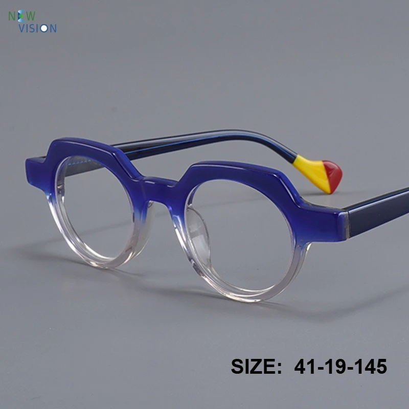 Women Retro Color Blocking Glasses High-end Acetate Ultra Light Round Optical Myopia Eyeglass Frame Men Anti Blue Light Eyewear
Women Retro Color Blocking Glasses High-end Acetate Ultra Light Round Optical Myopia Eyeglass Frame Men Anti Blue Light Eyewear