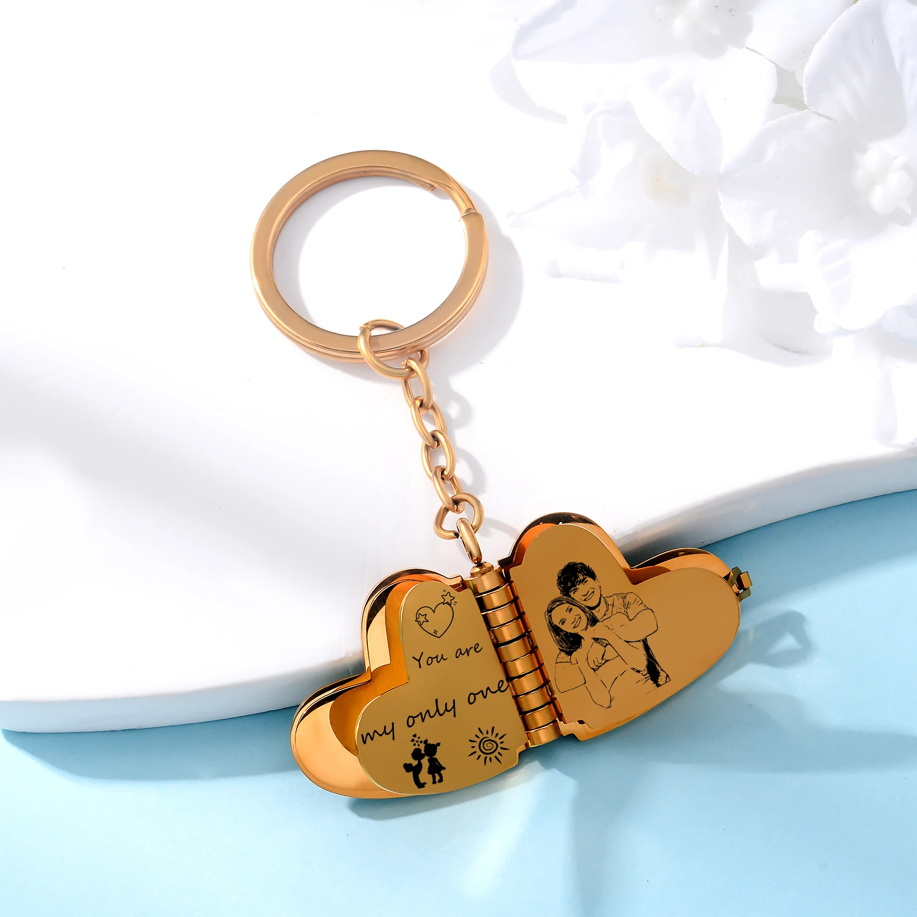 Heart Shaped Book Photo Keychain Custom Engraved Personalized Couple Gift Romantic Valentine's Day Key Ring for Lovers
Heart Shaped Book Photo Keychain Custom Engraved Personalized Couple Gift Romantic Valentine's Day Key Ring for Lovers