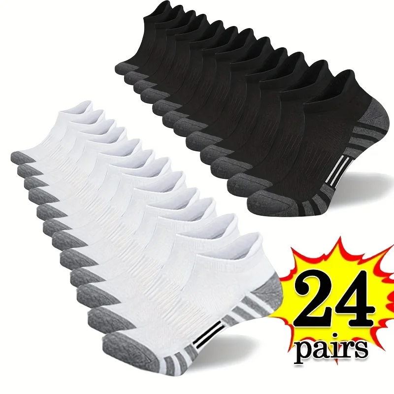 24 Pairs Men's Breathable Socks, Striped Fashion Casual Four-season Running Fitness Comfortable Tube Socks, Unisex
24 Pairs Men's Breathable Socks, Striped Fashion Casual Four-season Running Fitness Comfortable Tube Socks, Unisex