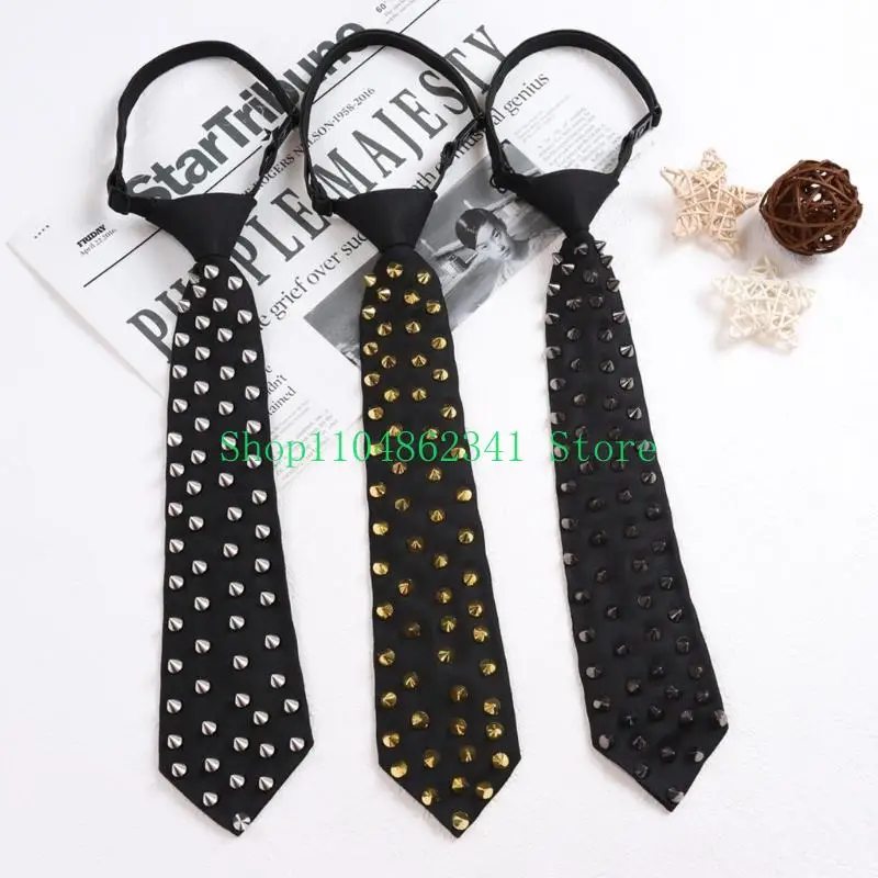 652F Punk Pre Tied Black Ties with Decorative Metal Rivets for Women Girls Normal Shirt Or Blouse Uniform
652F Punk Pre Tied Black Ties with Decorative Metal Rivets for Women Girls Normal Shirt Or Blouse Uniform