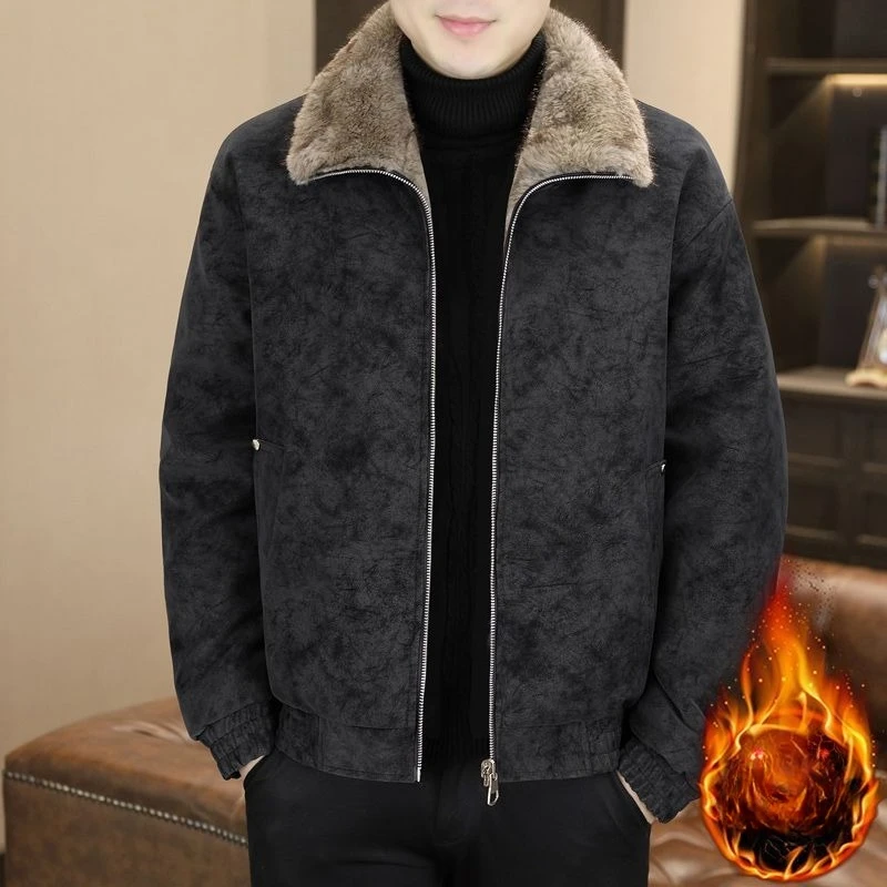 Winter Fleece and Thickened Leather Jacket for Men with A Fur Collar Warm and Casual American High-end Faux Fur One-piece Jacket
Winter Fleece and Thickened Leather Jacket for Men with A Fur Collar Warm and Casual American High-end Faux Fur One-piece Jacket