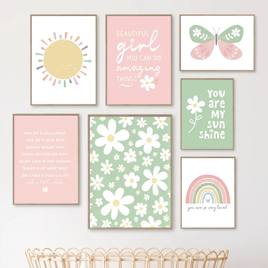 Cartoon Pastel Sun Rainbow Daisy Butterfly Growth Quotes Wall Art Nordic Posters Pictures Kids Room Decor Canvas Painting Prints
Cartoon Pastel Sun Rainbow Daisy Butterfly Growth Quotes Wall Art Nordic Posters Pictures Kids Room Decor Canvas Painting Prints