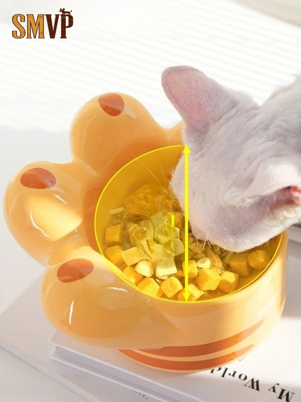 Ceramic Cat Paw Bowl Tilted Elevated Cat Food And Water Bowl Non Slip Anti Tip Feeder For Neck Health Dog Food Bowl
Ceramic Cat Paw Bowl Tilted Elevated Cat Food And Water Bowl Non Slip Anti Tip Feeder For Neck Health Dog Food Bowl