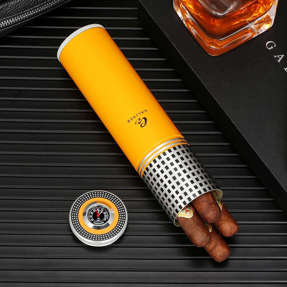 GALINER Metal Cigar Humidor With Humidifier Hygrometer Practical Home Travel Tobacco Accessory Portable Stotage Tube
GALINER Metal Cigar Humidor With Humidifier Hygrometer Practical Home Travel Tobacco Accessory Portable Stotage Tube