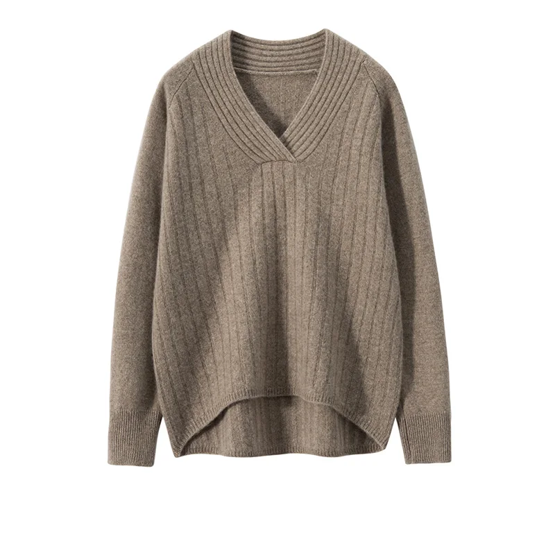 Hot Sale Autumn Winter 100% Cashmere Sweater V-neck Women's High Quality Soft Warm Knit Jumper Female Loose Thickened Pullover
Hot Sale Autumn Winter 100% Cashmere Sweater V-neck Women's High Quality Soft Warm Knit Jumper Female Loose Thickened Pullover