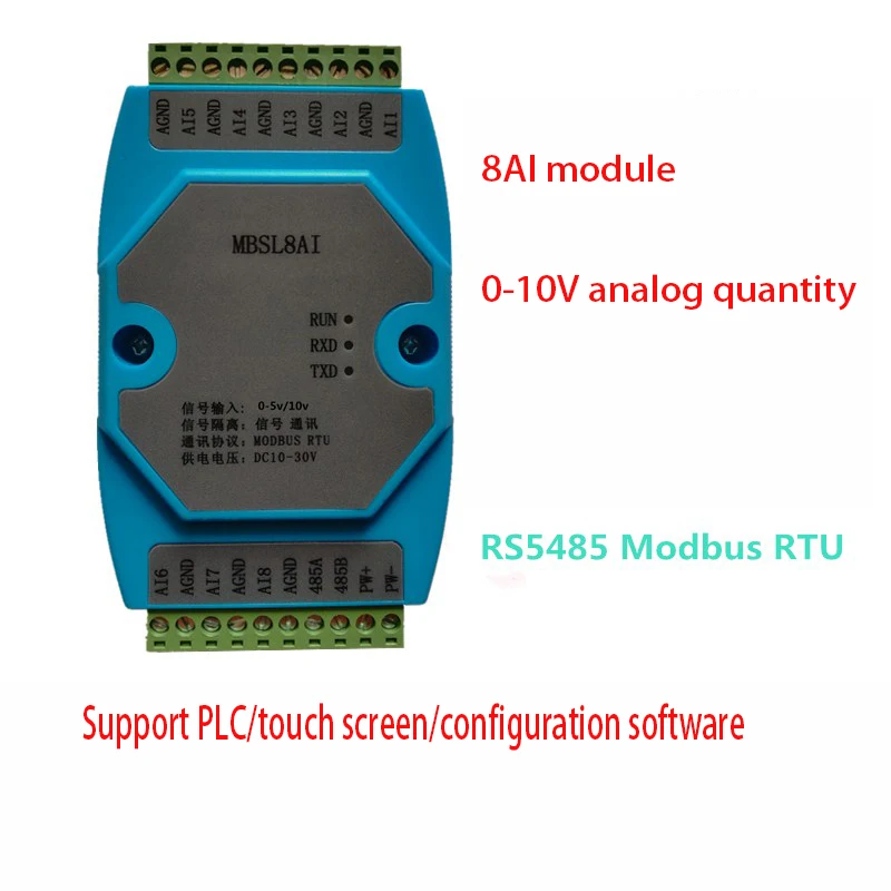 MBSL8AD 0-5/10V8 analog input isolation acquisition module modbus RTU communication RS485
MBSL8AD 0-5/10V8 analog input isolation acquisition module modbus RTU communication RS485
