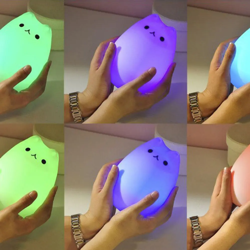 Kitten LED Kids Night Light Silicone Cat Lamp 7-Color Flashing USB Rechargeable Touch Clap Control Night Light
Kitten LED Kids Night Light Silicone Cat Lamp 7-Color Flashing USB Rechargeable Touch Clap Control Night Light