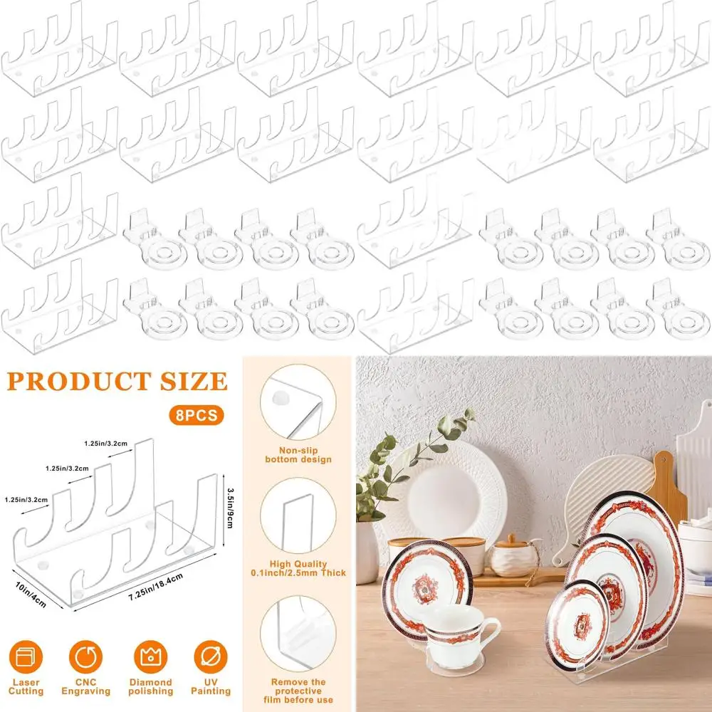 3-Tier Clear Acrylic Dinnerware Stand with 8 Plate and 8 Tea Cup/Saucer Holders for Kitchen Tableware Display
3-Tier Clear Acrylic Dinnerware Stand with 8 Plate and 8 Tea Cup/Saucer Holders for Kitchen Tableware Display