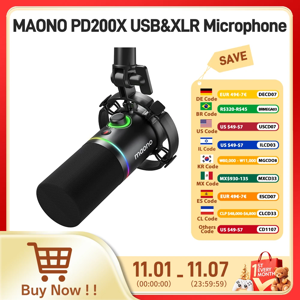 Maono XLR USB Динамический микрофон для игр, записи потокового видео Youtube металлический микрофон с программным обеспечением Tap-to-Mute регулятор усиления PD200X
Maono XLR USB Динамический микрофон для игр, записи потокового видео Youtube металлический микрофон с программным обеспечением Tap-to-Mute регулятор усиления PD200X