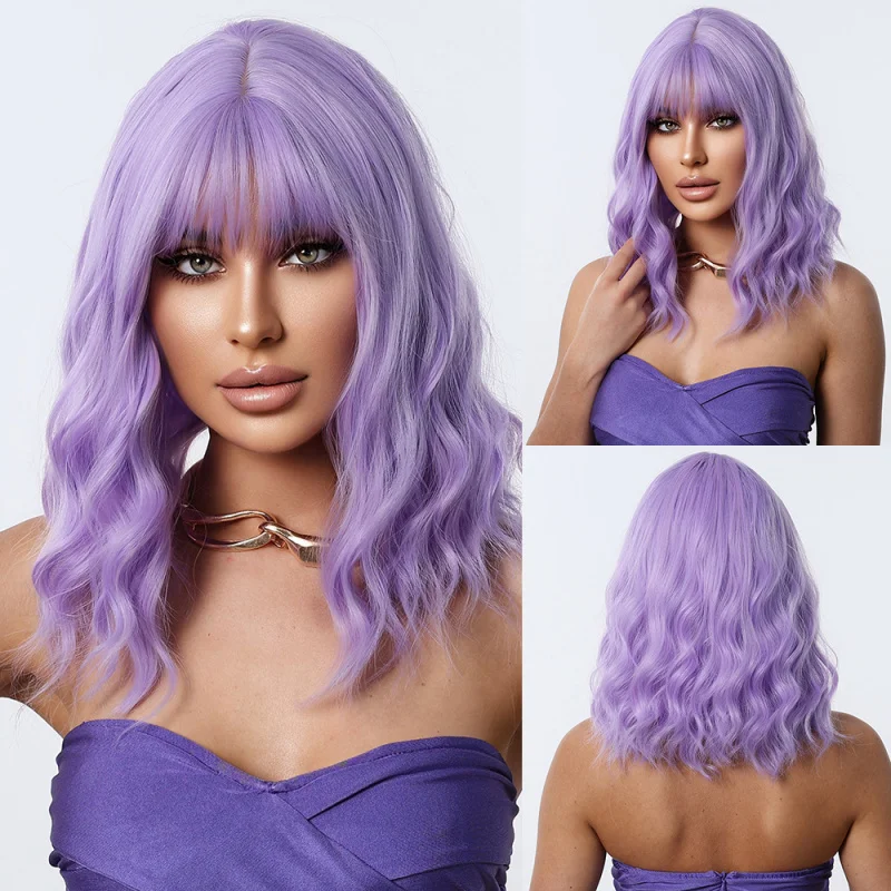 Halloween purple small wavy synthetic hairpiece wig with bangs women
Halloween purple small wavy synthetic hairpiece wig with bangs women