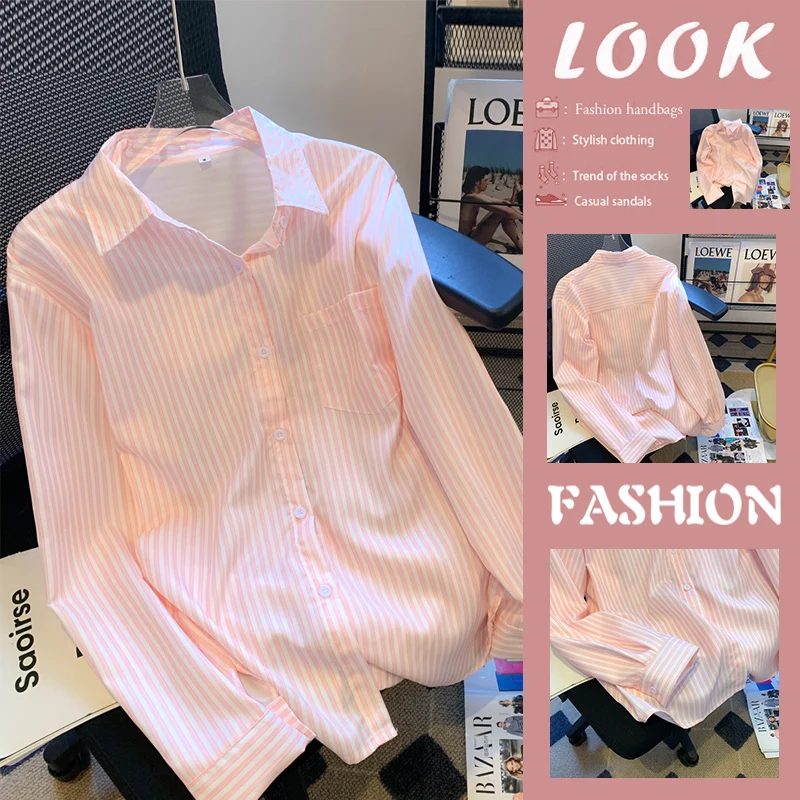 Pink Long Sleeve Women's Shirt Design Sensation Trend Spring 2024 Fashion Striped Collar Single Button Loose Fit S...
Pink Long Sleeve Women's Shirt Design Sensation Trend Spring 2024 Fashion Striped Collar Single Button Loose Fit S...