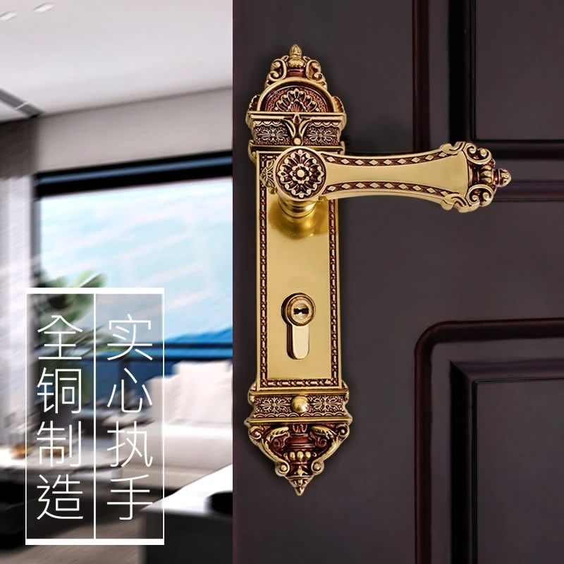 Hanton European retro silent room door lock American all-yellow indoor solid wood door lock copper classic antique door lock
Hanton European retro silent room door lock American all-yellow indoor solid wood door lock copper classic antique door lock