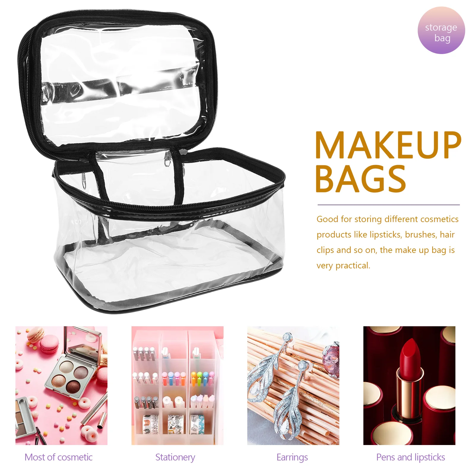 Double Layer Large Capacity Clear Bag Portable Travel Makeup Storage Case With Handle Toiletries Jewelry Organizer 
Double Layer Large Capacity Clear Bag Portable Travel Makeup Storage Case With Handle Toiletries Jewelry Organizer