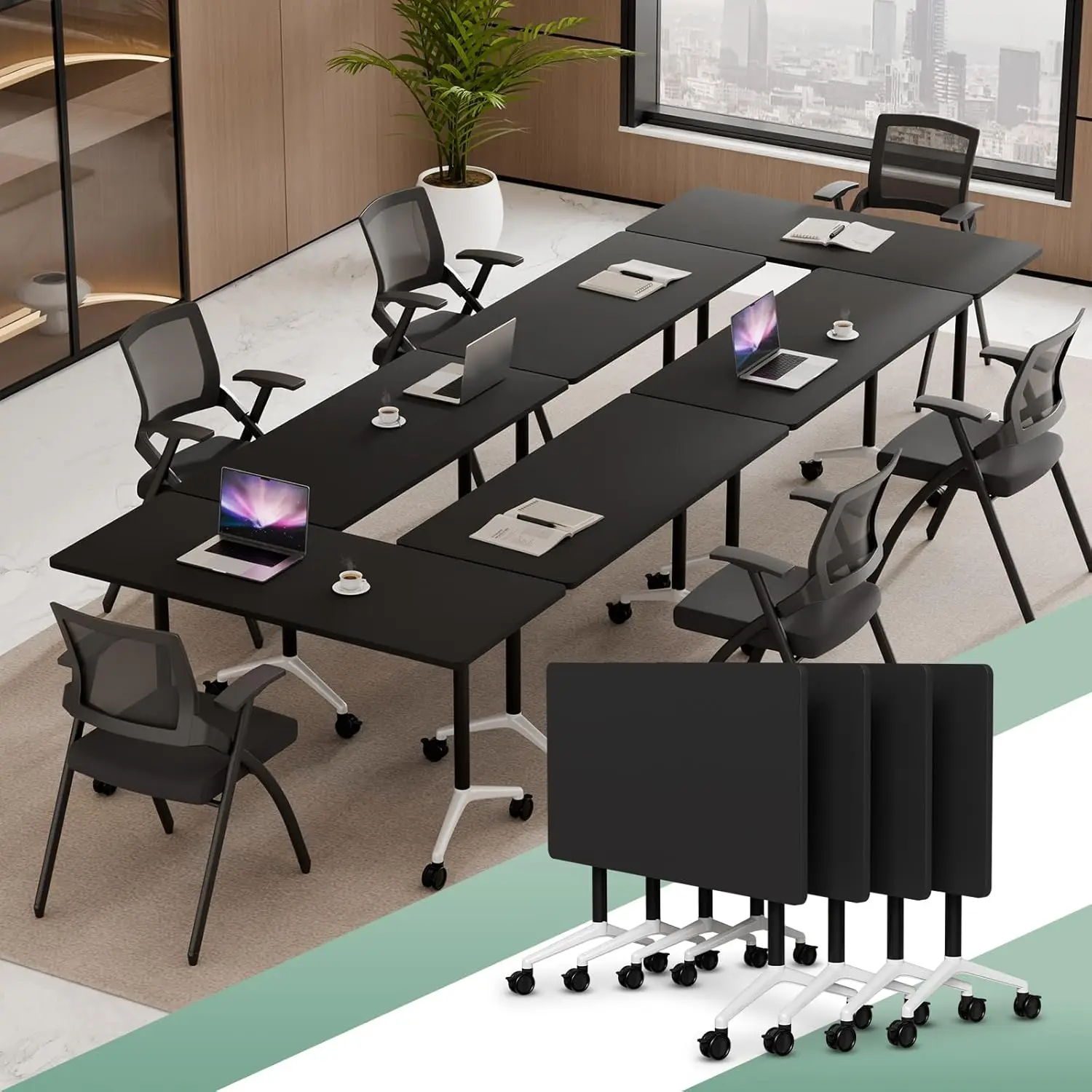 Foldable Flip-Top Conference Table On Wheels Stackable Wooden Frame Space-Saving Office Training 63IN 2Pack, Customized
Foldable Flip-Top Conference Table On Wheels Stackable Wooden Frame Space-Saving Office Training 63IN 2Pack, Customized