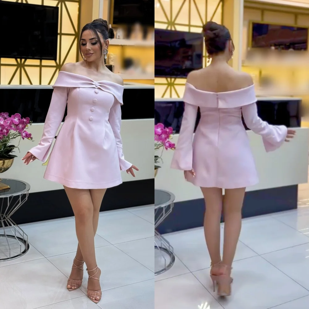 Customized Jersey Button Bow Off-the-shoulder A-line Short Dresses Bespoke Occasion Homecoming Party Gown Simple Elegant
Customized Jersey Button Bow Off-the-shoulder A-line Short Dresses Bespoke Occasion Homecoming Party Gown Simple Elegant