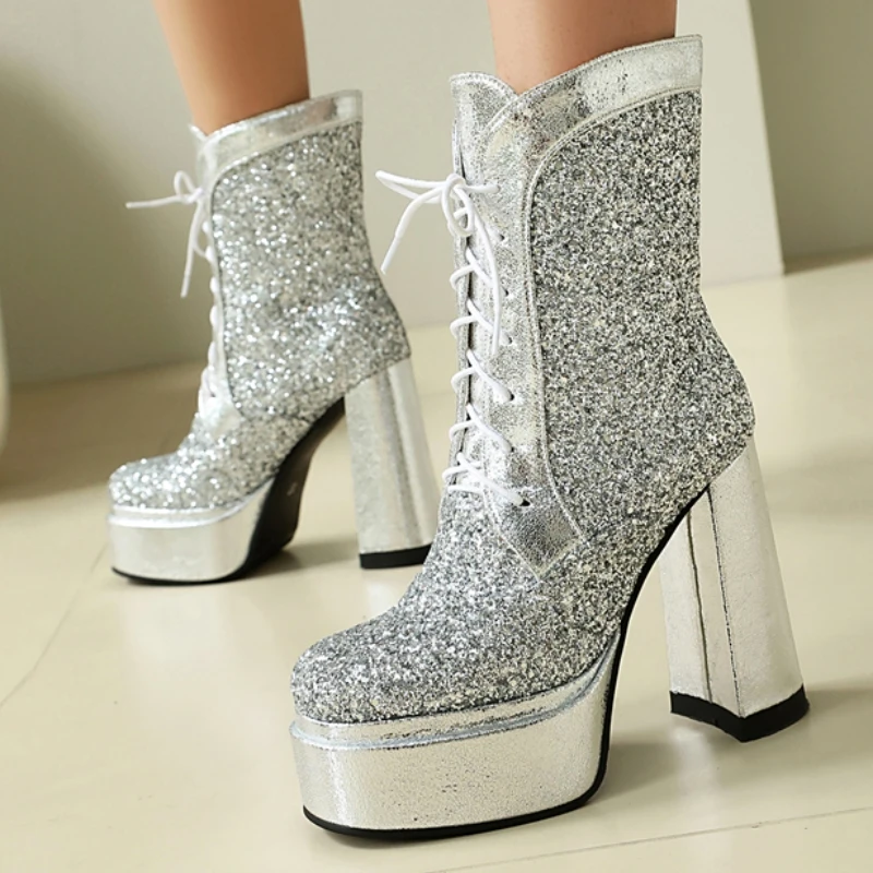 Red Women's Ankle Boots Platform Autumn Winter Shoes Luxury Sequined Silver Short Boot Block High Heel Footwear Lady Party Shoes
Red Women's Ankle Boots Platform Autumn Winter Shoes Luxury Sequined Silver Short Boot Block High Heel Footwear Lady Party Shoes