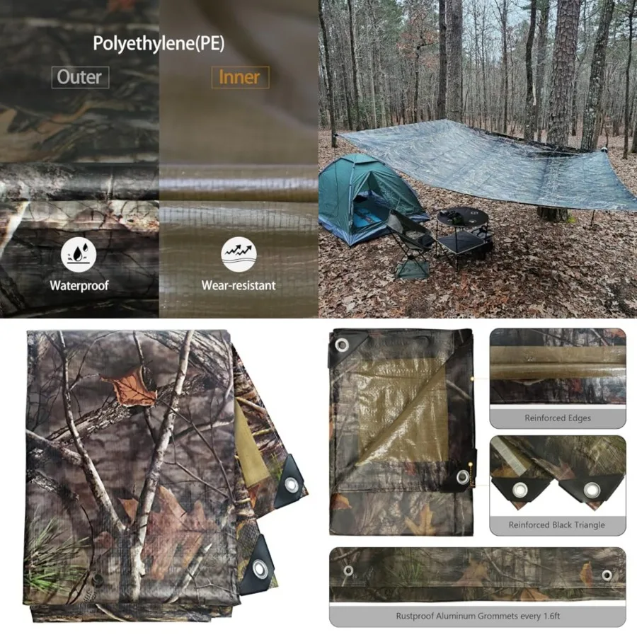 Heavy Duty 9 Mil Tarp Cover Waterproof UV Resistant Tarpaulin Used for Outdoor, Hunting, Camping, Backpacking, Canopy Tent, Gro
Heavy Duty 9 Mil Tarp Cover Waterproof UV Resistant Tarpaulin Used for Outdoor, Hunting, Camping, Backpacking, Canopy Tent, Gro