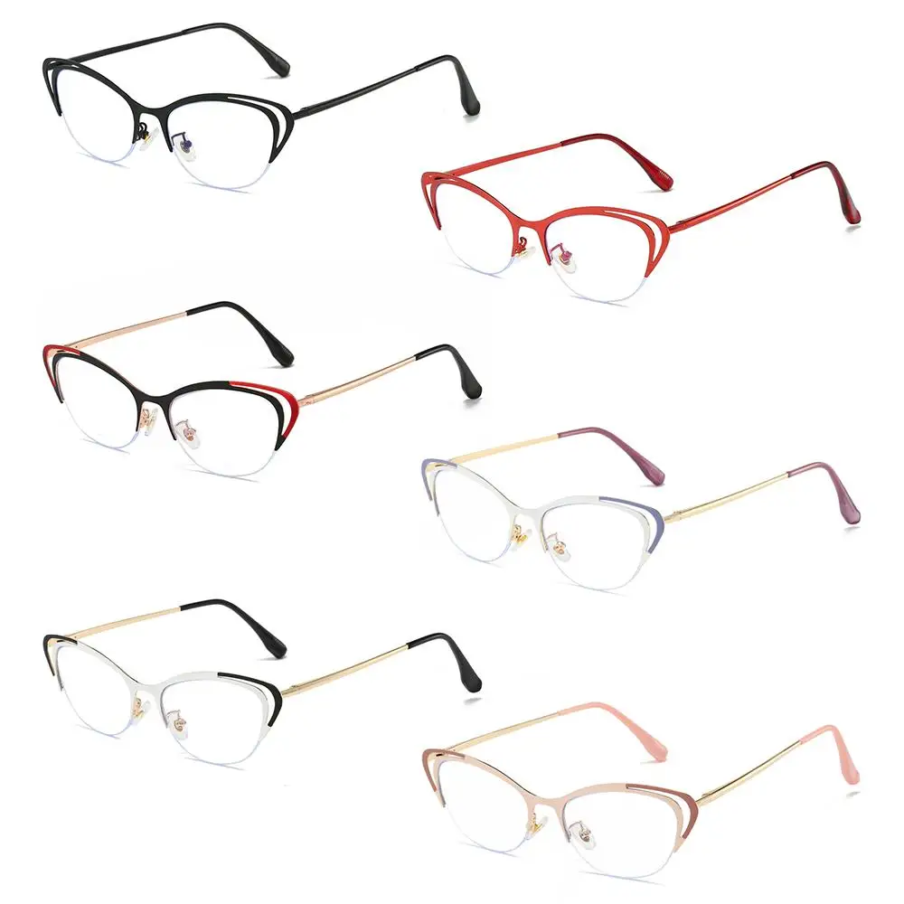 New Metal Blue Light Blocking Glasses Hollow Half-Frame Two-Color Plain Glasses Cat-Eye Artistic Eyeglass Frames Unisex
New Metal Blue Light Blocking Glasses Hollow Half-Frame Two-Color Plain Glasses Cat-Eye Artistic Eyeglass Frames Unisex