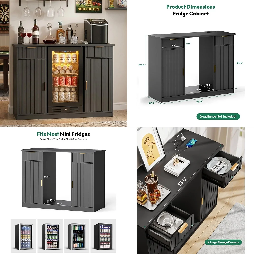 Wine Bar Cabinet with Fridge Space 53 Coffee Bar Cabinet with Power Outlet, Fluted Liquor Bar with Drawer amp Door for Living R
Wine Bar Cabinet with Fridge Space 53 Coffee Bar Cabinet with Power Outlet, Fluted Liquor Bar with Drawer amp Door for Living R
