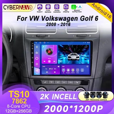 Android Car Radio For Volkswagen VW Golf 6 MK6 GTI 2008-2016 Wireless Carplay Auto Radio Car Multimedia 4G DSP No 2 Din2 Din DVD