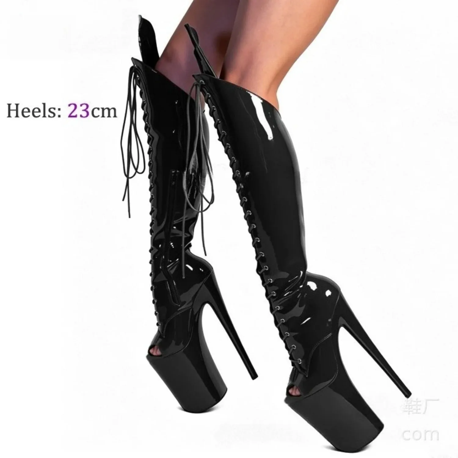 2026 Fall Premium Shiny Patent Leather Peep Toe Platform Knee High Boots 23cm Stiletto Heel Lace-Up Pole Dance Boots
2026 Fall Premium Shiny Patent Leather Peep Toe Platform Knee High Boots 23cm Stiletto Heel Lace-Up Pole Dance Boots