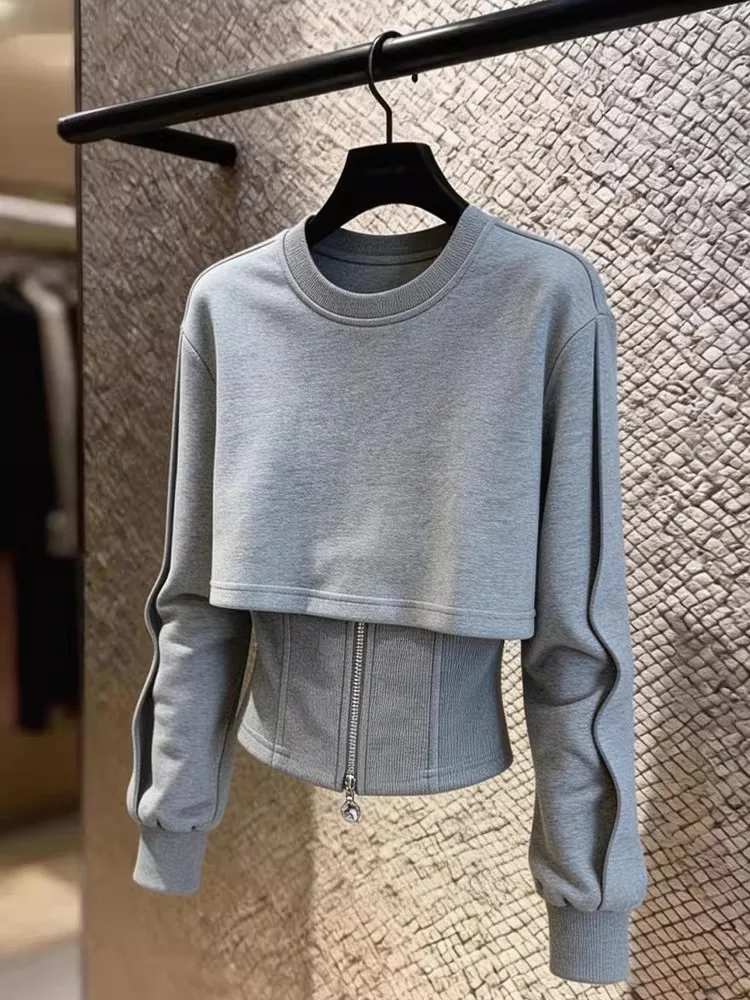 Casual Sporty Grey Zipper Long Sleeve Women's Top Slimming Fashionable Spring 2026 New Style Versatile Commute round Neck
Casual Sporty Grey Zipper Long Sleeve Women's Top Slimming Fashionable Spring 2026 New Style Versatile Commute round Neck