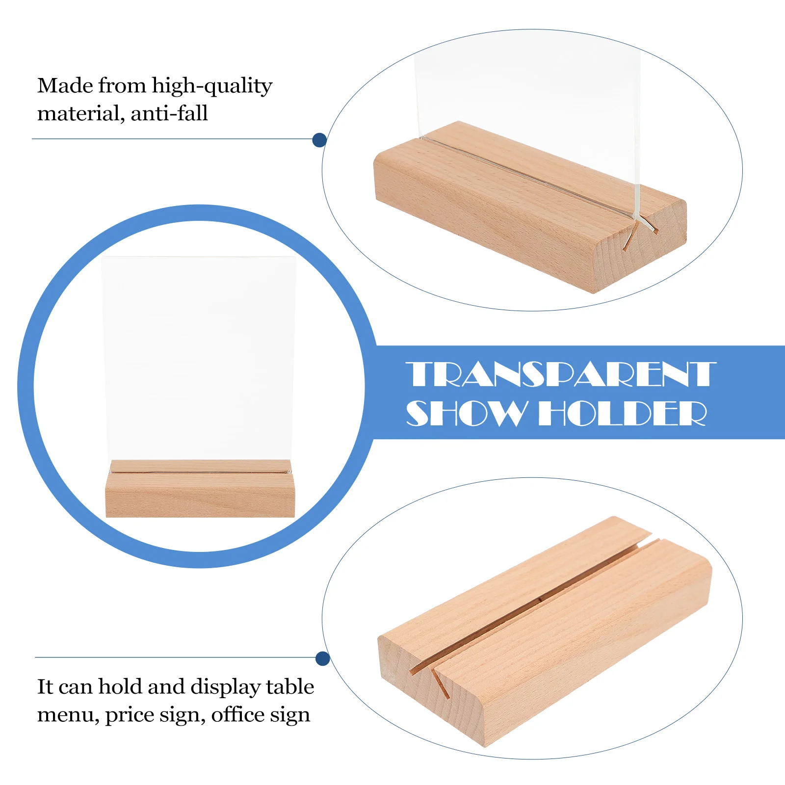 3 Pcs Acrylic Wood Base Display Holders Clear Table Menu St for Shop Home Office Lightweight Anti Fall Edge Smooth
3 Pcs Acrylic Wood Base Display Holders Clear Table Menu St for Shop Home Office Lightweight Anti Fall Edge Smooth