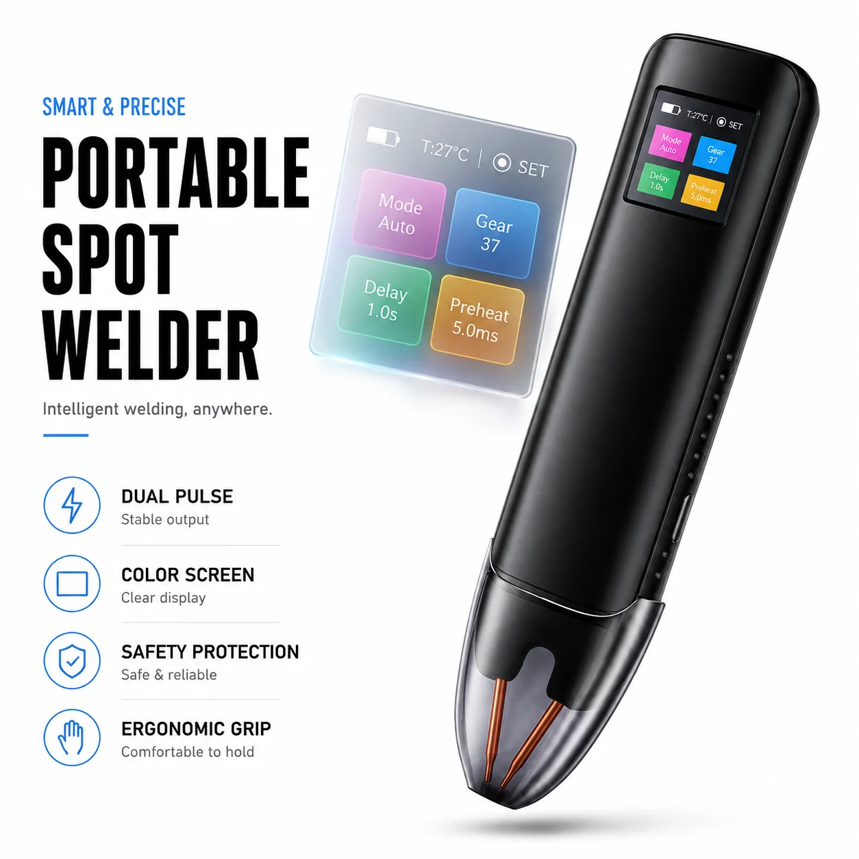 18650 Battery Spot Welder, Portable Spot Welding Machine 99 Levels, Smart Welder with Color Screen for DIY Battery Pack, Auto
18650 Battery Spot Welder, Portable Spot Welding Machine 99 Levels, Smart Welder with Color Screen for DIY Battery Pack, Auto