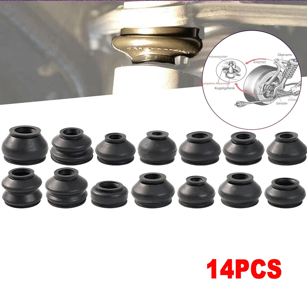 14pcs Rubber Dust Cover Ball Joint Boot Dust Covers Caps Tie Rod Linkages End Set Replacement Kit Protection Guard Accessories
14pcs Rubber Dust Cover Ball Joint Boot Dust Covers Caps Tie Rod Linkages End Set Replacement Kit Protection Guard Accessories