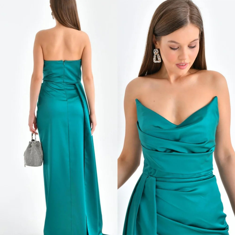 Customized Mermaid Simple Green Satin Evening Dress Classic Strapless Sleeveless Homecoming Dresses Fashion Vestido De
Customized Mermaid Simple Green Satin Evening Dress Classic Strapless Sleeveless Homecoming Dresses Fashion Vestido De