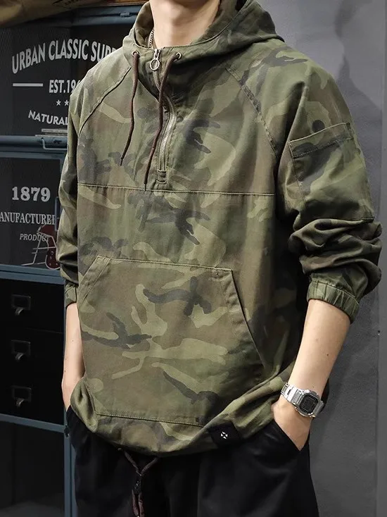 Camouflage Workwear Jaet Men's Hooded Outdoor Casual Loose f Zip up irt Spring Autumn Trendy Brand Youth ular Sle
Camouflage Workwear Jaet Men's Hooded Outdoor Casual Loose f Zip up irt Spring Autumn Trendy Brand Youth ular Sle