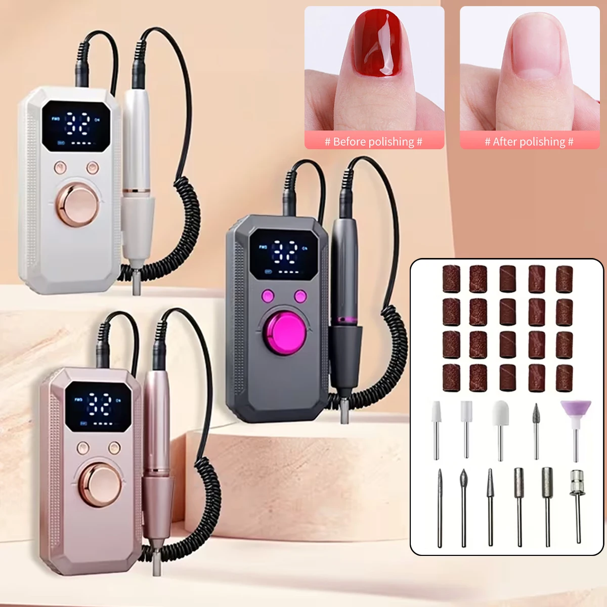 1 Set of Manicure and Pedicure Polishing and Shaping Tools, Electric Nail Grinder Set with USB Rechargeable Battery - 32 Adjusta
1 Set of Manicure and Pedicure Polishing and Shaping Tools, Electric Nail Grinder Set with USB Rechargeable Battery - 32 Adjusta