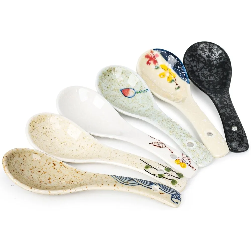 6 шт. ложки для супа, ретро-керамические ложки для супа для рамен Wonton Pho закуски, лапши, салата, элегантные
6 шт. ложки для супа, ретро-керамические ложки для супа для рамен Wonton Pho закуски, лапши, салата, элегантные