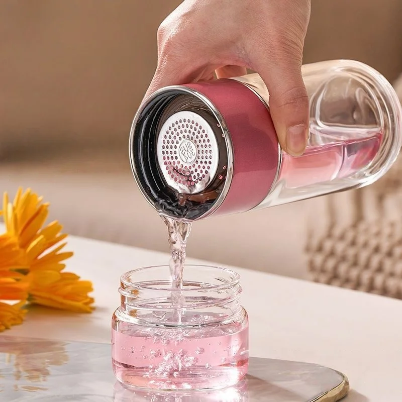 Tea Infuser Glass Cup - Double Wall Insulated & Heat-Resistant, Cute Portable Tumbler for Women, Summer Travel & Office Use
Tea Infuser Glass Cup - Double Wall Insulated & Heat-Resistant, Cute Portable Tumbler for Women, Summer Travel & Office Use