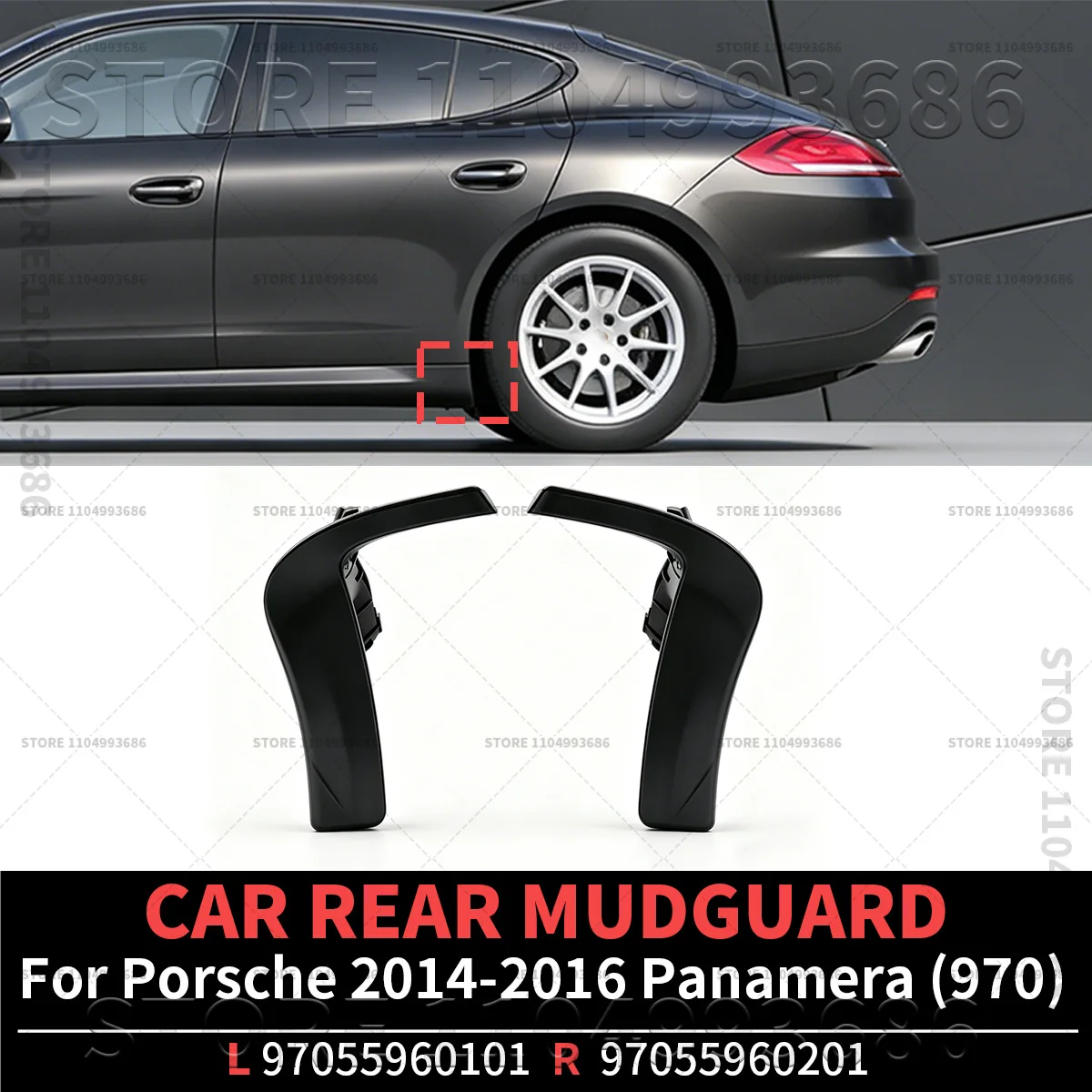For Porsche 2014 2015 2016 Panamera 4S GTS S (970) Car Rear Mudguard OEM 970559601011E0 970559602011E0 97055960101 97055960201
For Porsche 2014 2015 2016 Panamera 4S GTS S (970) Car Rear Mudguard OEM 970559601011E0 970559602011E0 97055960101 97055960201