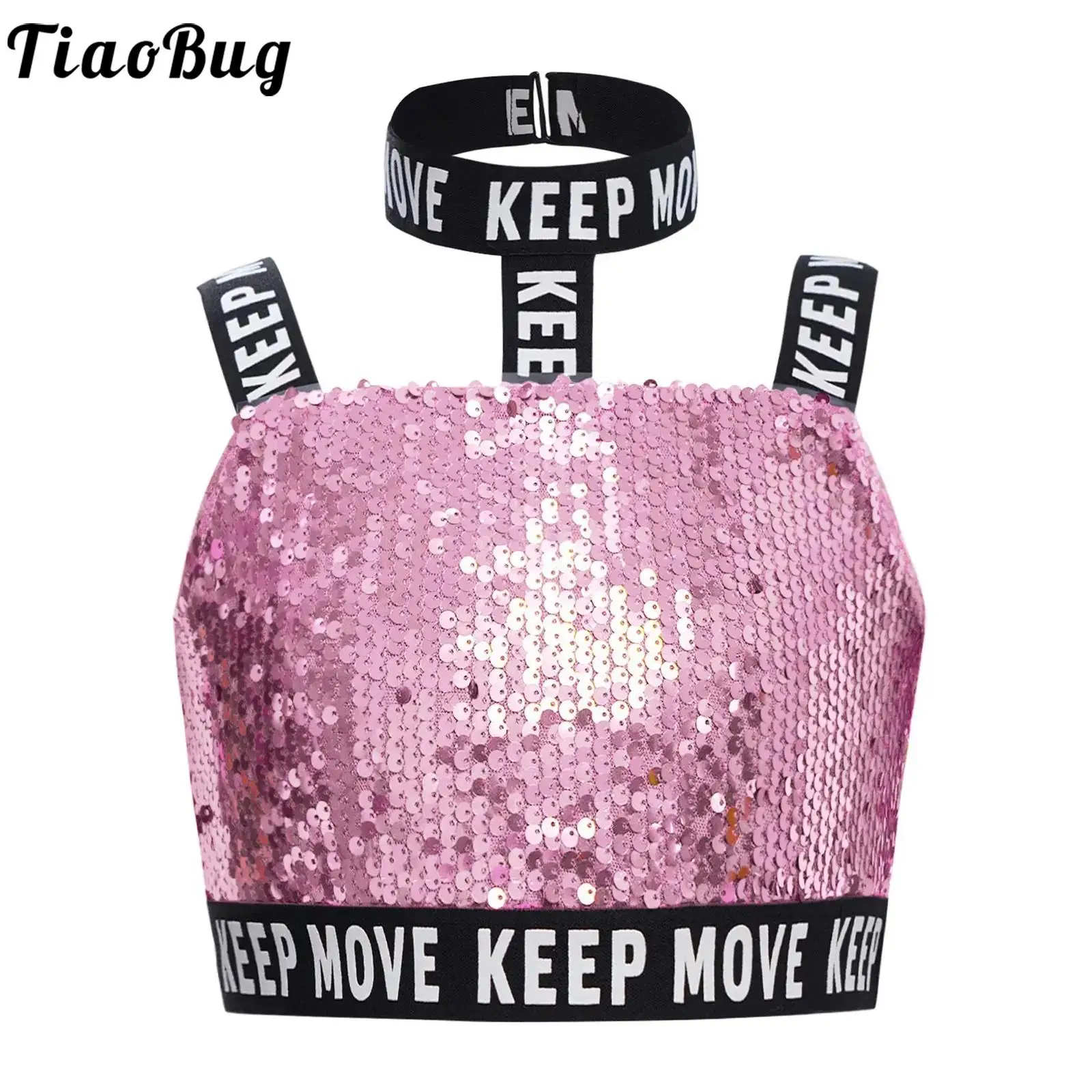 Kids Girls Hip-Hop Jazz Dance Stage Performance Costume Glittery Sequin Cropped Tops Shiny Halter Elastic Shoulder Straps Vest
Kids Girls Hip-Hop Jazz Dance Stage Performance Costume Glittery Sequin Cropped Tops Shiny Halter Elastic Shoulder Straps Vest