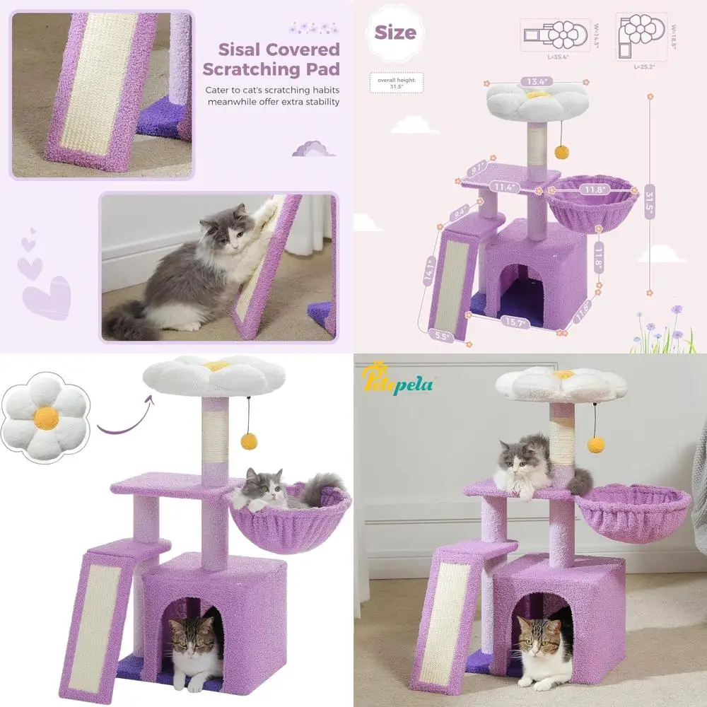 Компактный кошачий дерево-игровой комплекс Purple 32 с сизалевой лестницей, гамаком и съемным лежаком для котят
Компактный кошачий дерево-игровой комплекс Purple 32 с сизалевой лестницей, гамаком и съемным лежаком для котят